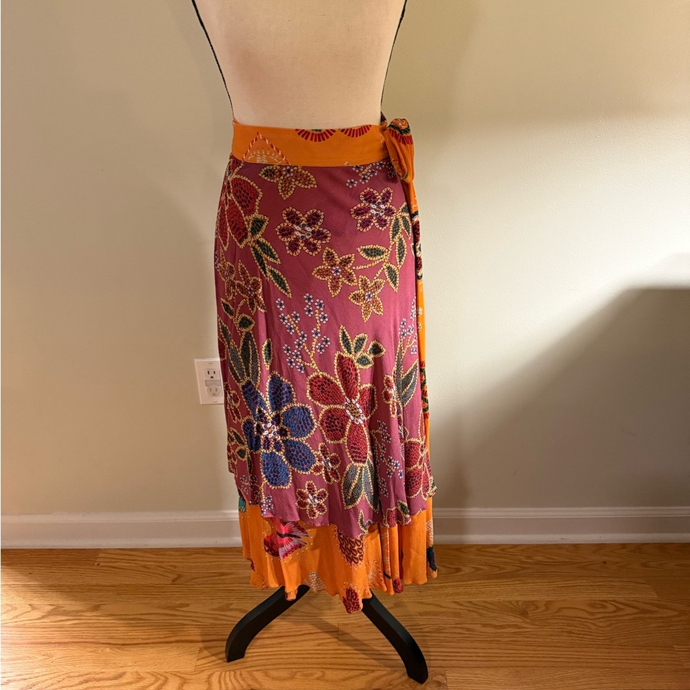 FARM Rio Vibrant Orange Floral Skirt